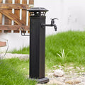 Garden Floor Mount Water Tap Stainless Steel Cylindrical Water Column, Outdoor Anti-Freeze Water Pipe with Solar Led Light, Yard Water Dispenser Hydrant Water Feature Fountain,26In (26In)