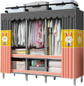 Portable Closet Wardrobe with Cover Metal Garment Rack for Hanging Clothes and Shelves for Bedroom (Color : A, Size : 17