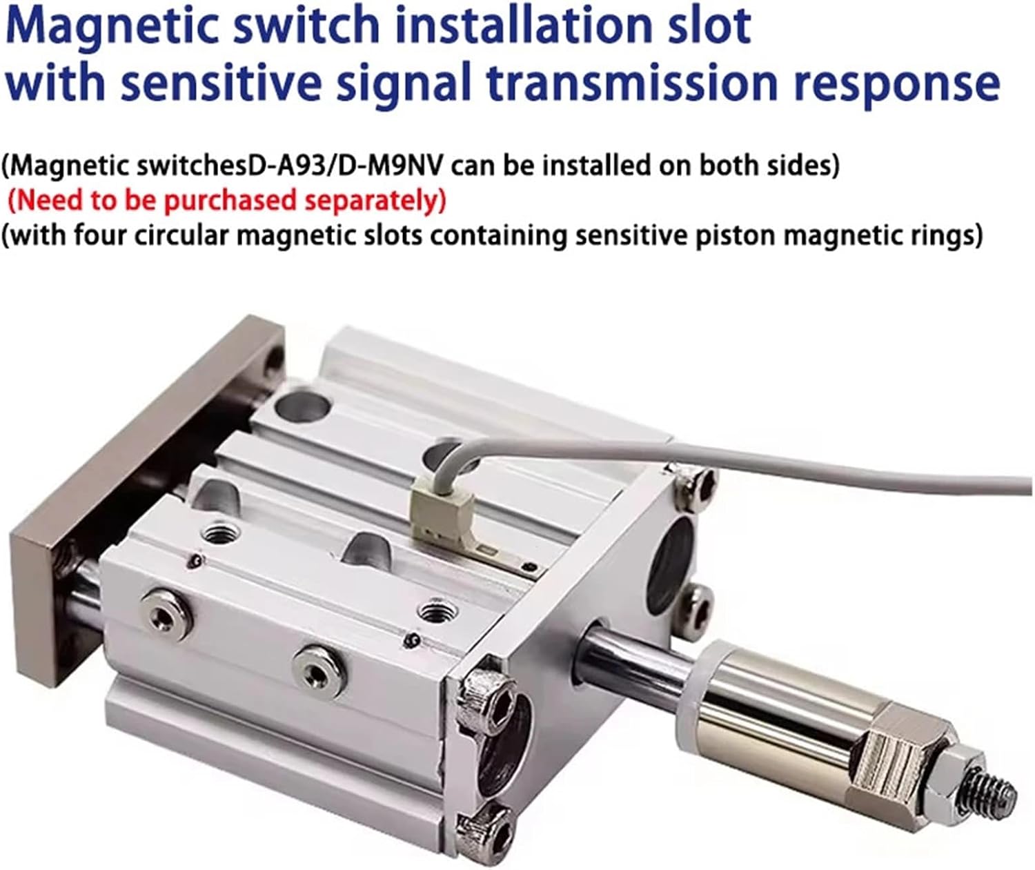 Pneumatic Cylinder Adjustable Stroke Type Three Bar Three-axis with Magnet MGPM12/16/20/25/32/40/50 Stroke 20-200mm(Stroke 150-50mm,Bore 20mm)