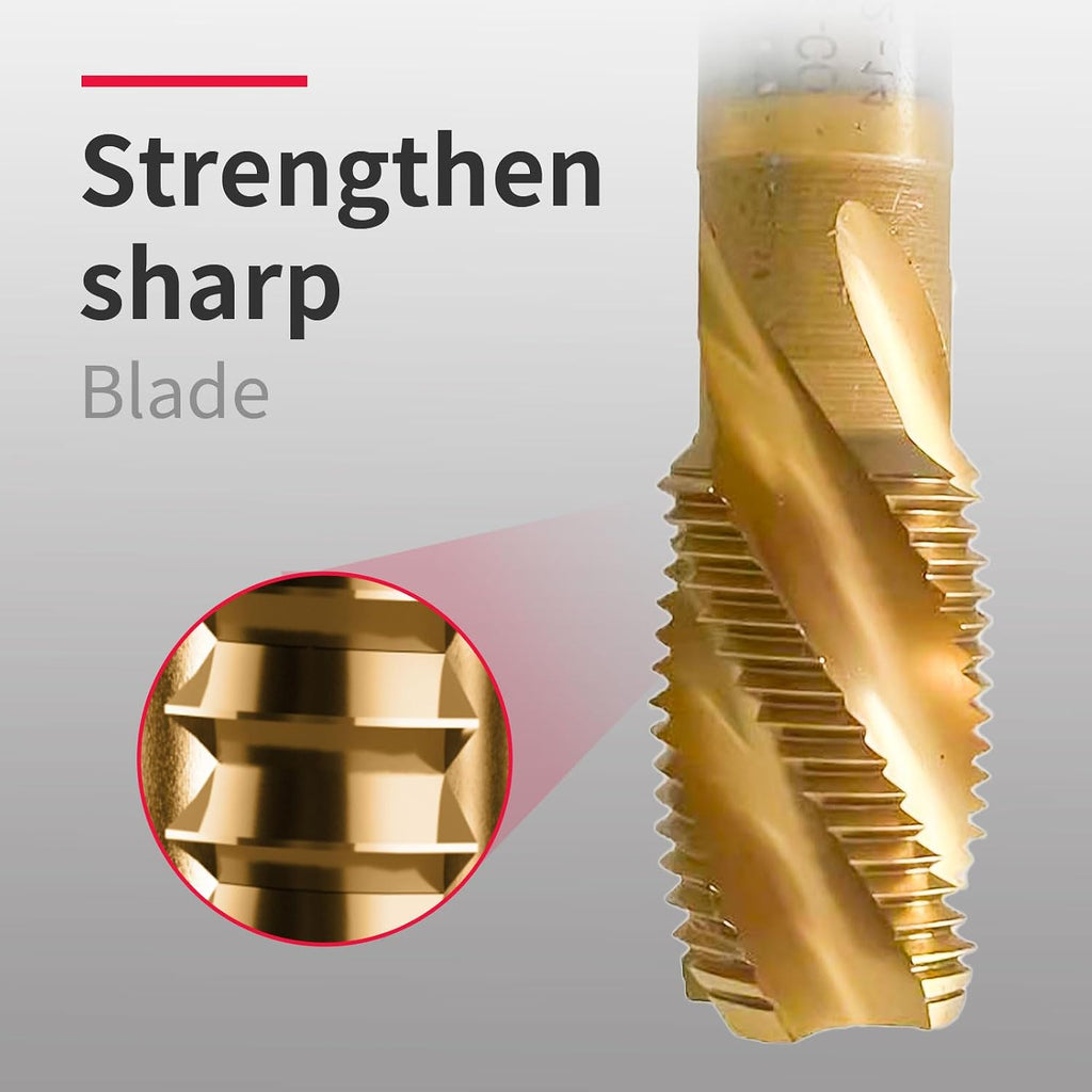 NPT Tap Pipe Thread,High Speed Steel Cobalt-Titanium Coating,Inch Straight Flute Taps – NPT Threading Tools for Pipe Work DRINYOUNG (Spiral 3/8'-18 NPT Qty 10)