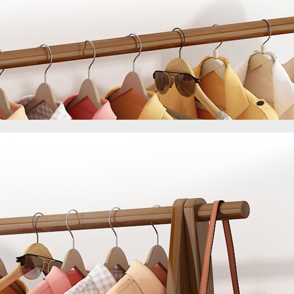 HomeLava Clothes Rack Portable Heavy Duty Garment Rack for Hanging Clothes, Free Standing Closet Organizers with 2 Tiers Shelves for Cloakroom Bedroom Laundry Room (Rustic Brown, 33.8'')