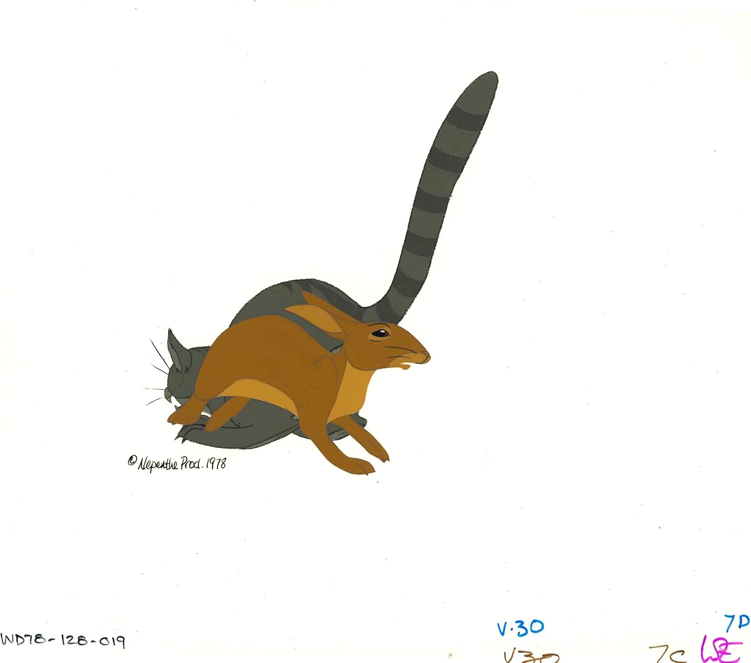 Watership Down 1978 Production Animation Cel with Linda Jones Seal and Coa 128-19 Multiple Rabbits