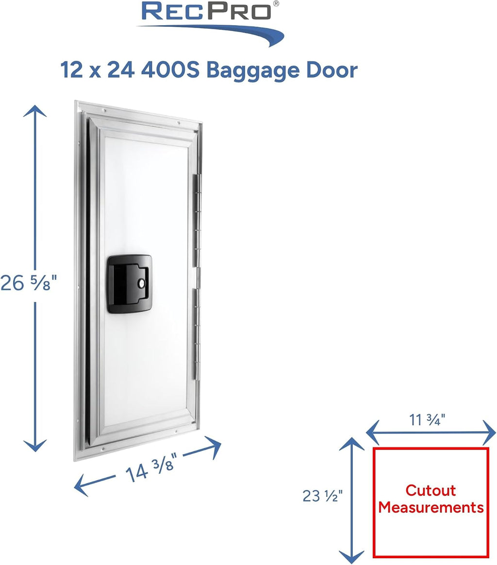 RecPro Square RV Baggage Door | Compartment Storage | RV Storage | Trailer Storage | Camper Storage (12' W x 24' H) | Made in America