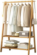 Double Layer Bamboo Clothes Rail with 160cm Height, Lightweight Foldable Garment Rack and Storage Shelf for Bedroom, Versatile Hanging Rail for Coats and Clothes, L:66/86/116CM