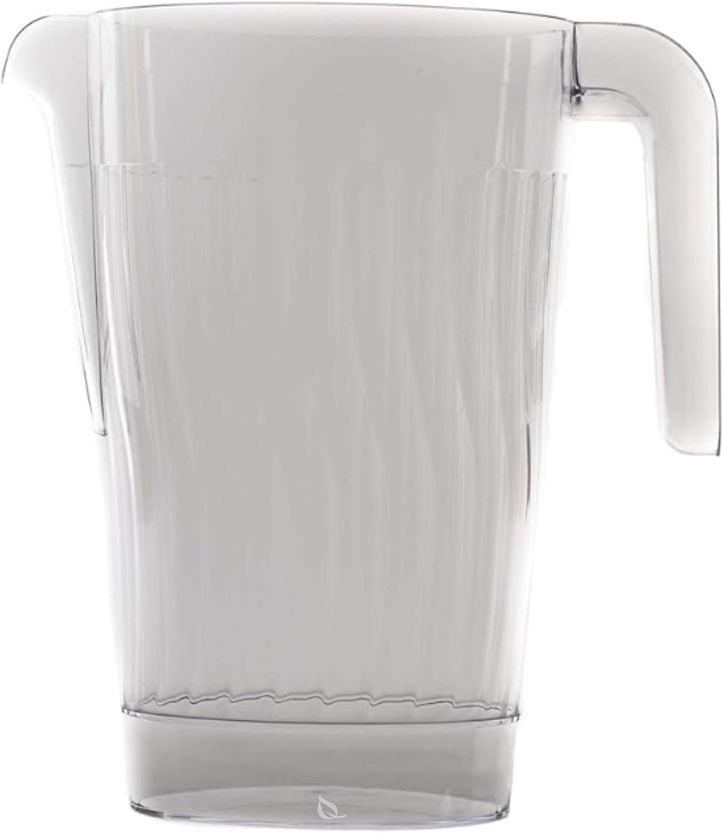 [100 PACK] 50 oz Crystal Clear Plastic Beverage Pitcher - Break Resistant Beverage Carafe - Great for Restaurants and Catering Bulk - Serveware for Water, Cold Drinks, Beer, Lemonade, Sangria (50oz)