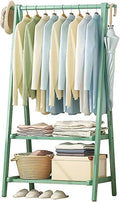 Bamboo Clothes Rack with Double Storage Shelf Hanging Rail for Clothes with 160cm Height Lightweight Foldable Garment Rack for Bedroom 66/86/116CM