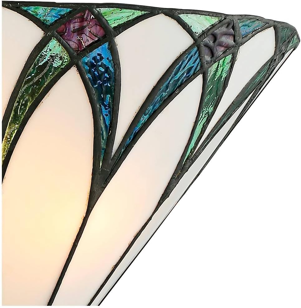 Regency Hill Filton Vintage Tiffany Style Wall Light Sconces Set of 2 Bronze Metal Hardwired 12 1/4' Fixture Blue White Art Glass for Bedroom Bathroom Vanity Living Room Home Hallway Dining