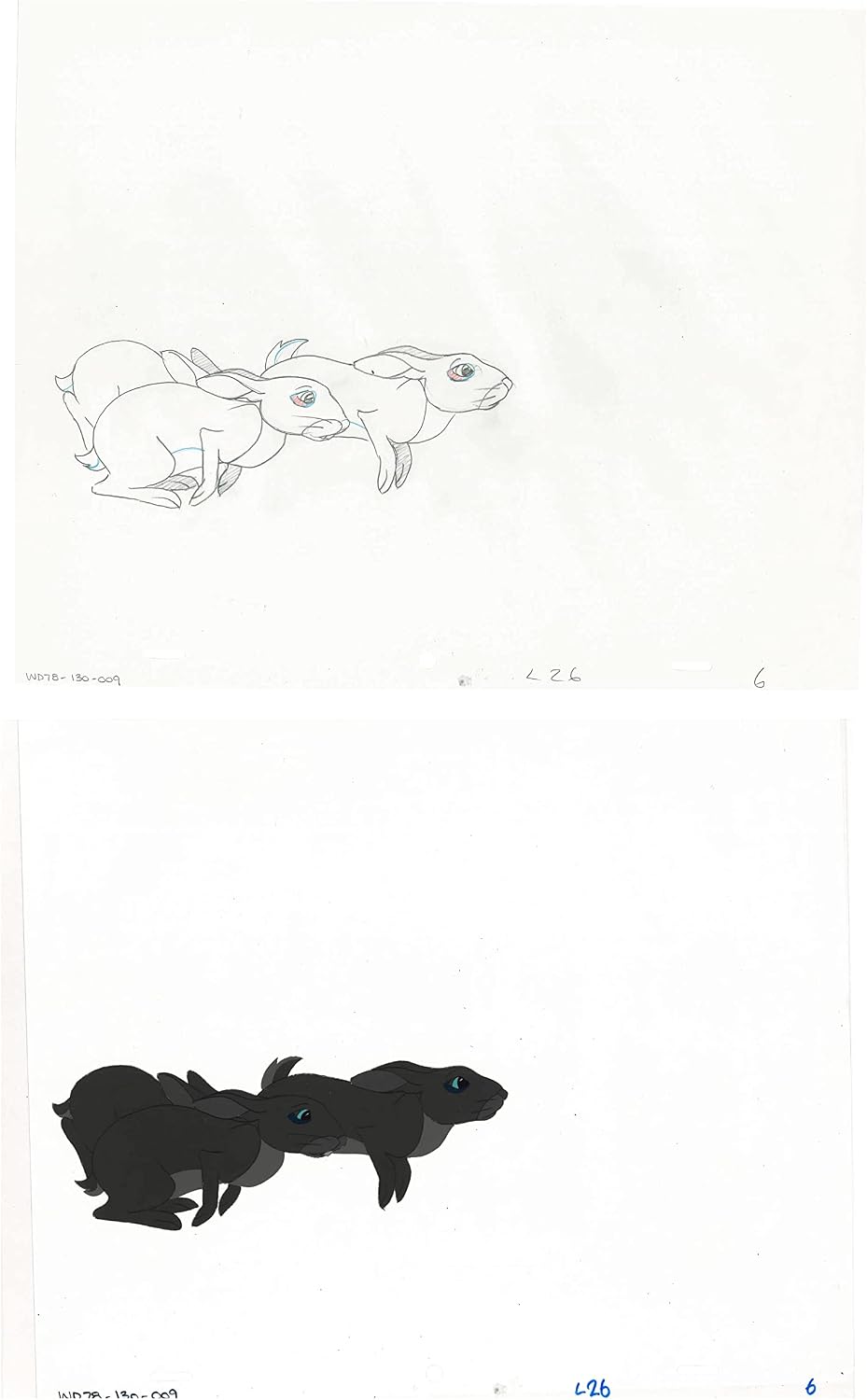 2 lot Watership Down 1978 production Animation Cel AND Drawing 130-9