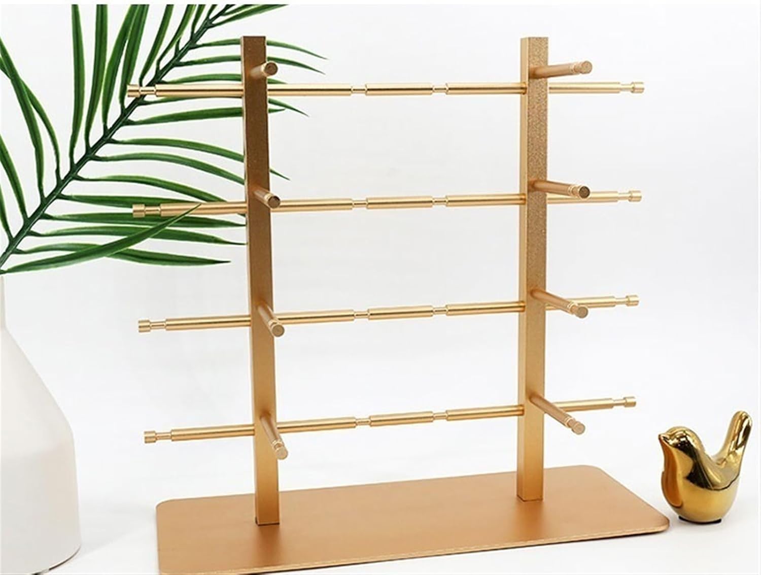 Eyeglasses Stand 8-Position Eyeglasses Display Rack Sunglasses Organizer Alloy Display Rack Eyeglasses Store Display Props Eyewear Display Rack(Gold)