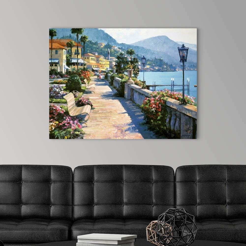 CANVAS ON DEMAND Bellagio Promenade Canvas Wall Art Print by Howard Behrens, Traditional, Home Decor, Design, Ocean Artwork, 40'x30'