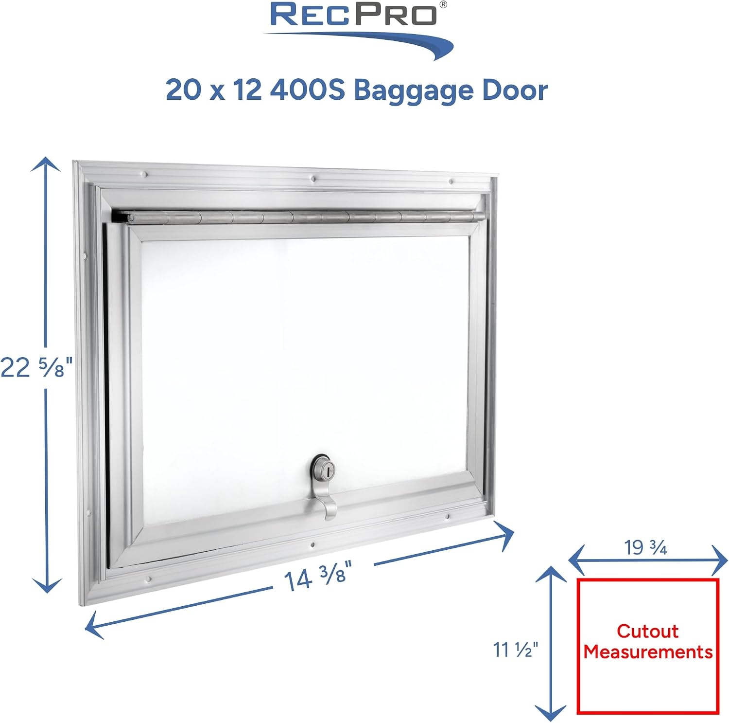 RecPro Square RV Baggage Door | Compartment Storage | RV Storage | Trailer Storage | Camper Storage (20' W x 12' H) | Made in America