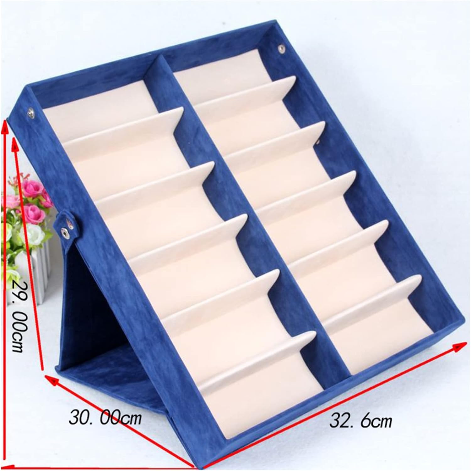 Eyeglass Displays Quality Glasses Storage Box 12 Grid Sunglasses Display Shelf Sunglass Organizer Box/Rack Eyewear Storage Usage Display Risers(Blue)