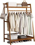 Bamboo Clothes Rail Stand - Freestanding Coat Garment Rack with Hanging Rod, Trapezoid Structure, Open Wardrobe Storage Organiser/A/50 * 40 * 140Cm *40 * 140Cm,B,100(A)*40 * 140Cm