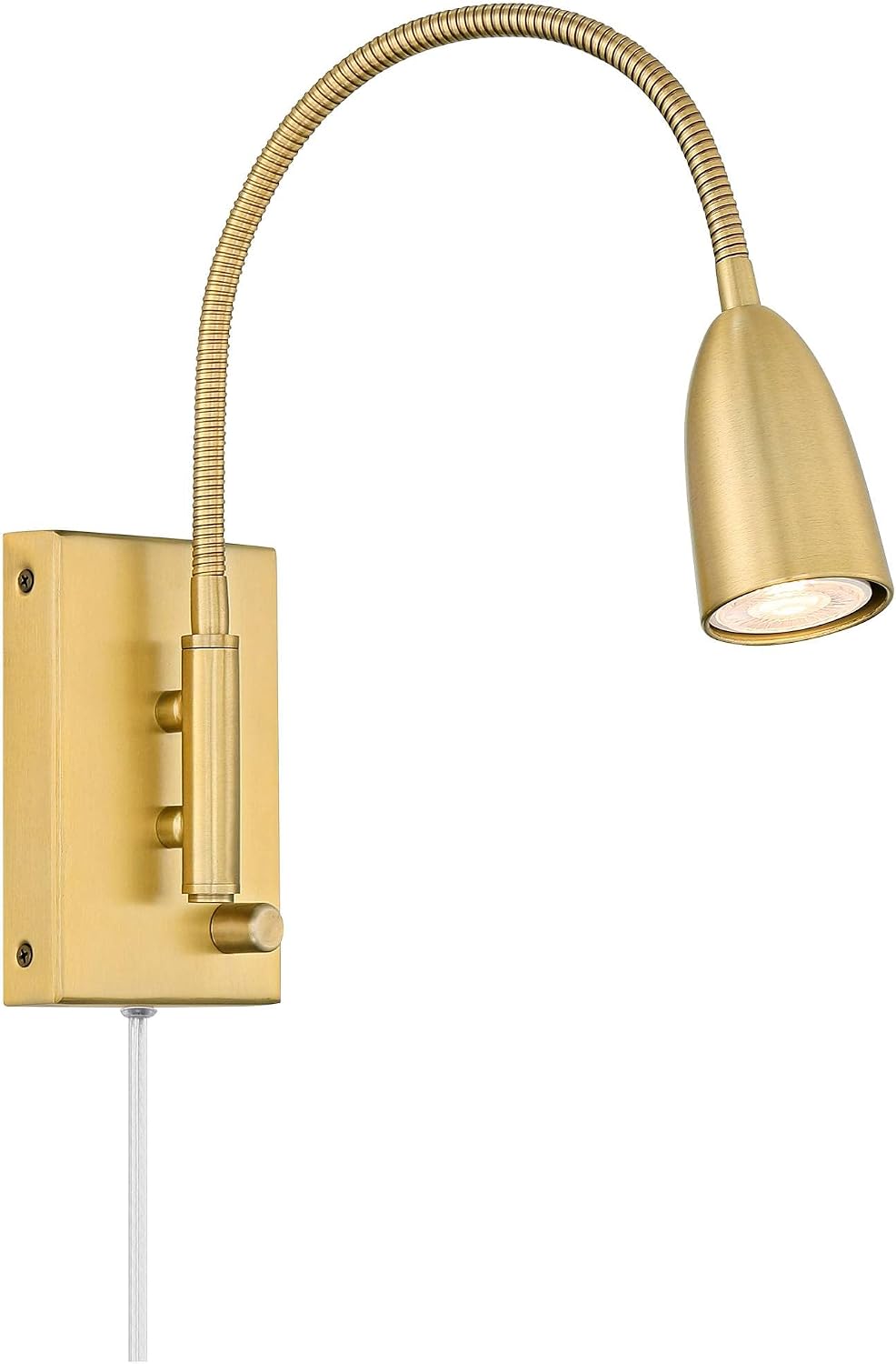 360 Lighting Lido Modern Reading Wall Lamps Set of 2 Warm Gold Metal Plug-in LED Adjustable Gooseneck Arm for Bedroom Bathroom Vanity Living Room Home Hallway Dining Family Kitchen House