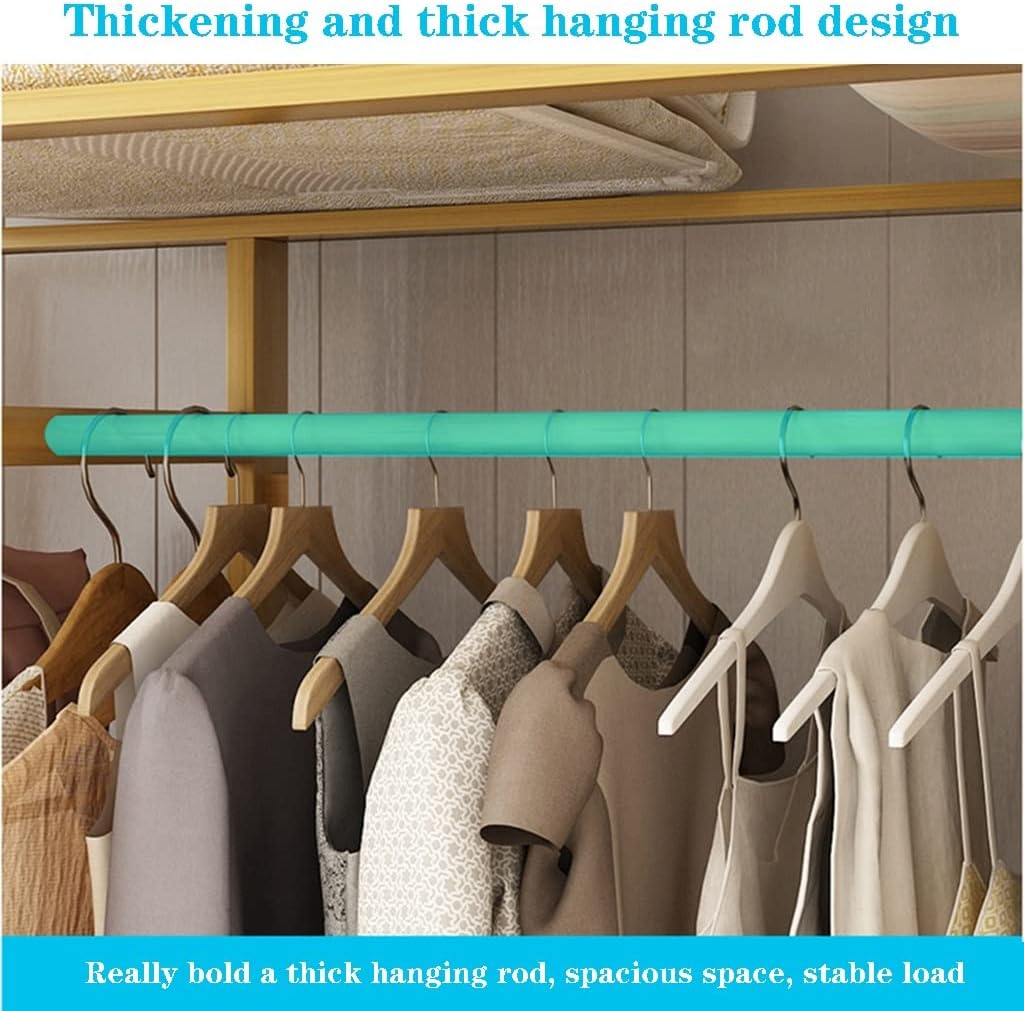 Freestanding Bamboo Wood Garment Rack, Corner Clothes Hanging Rack with 9 Tiers, 147 * 41 * 165cm, Space Saver