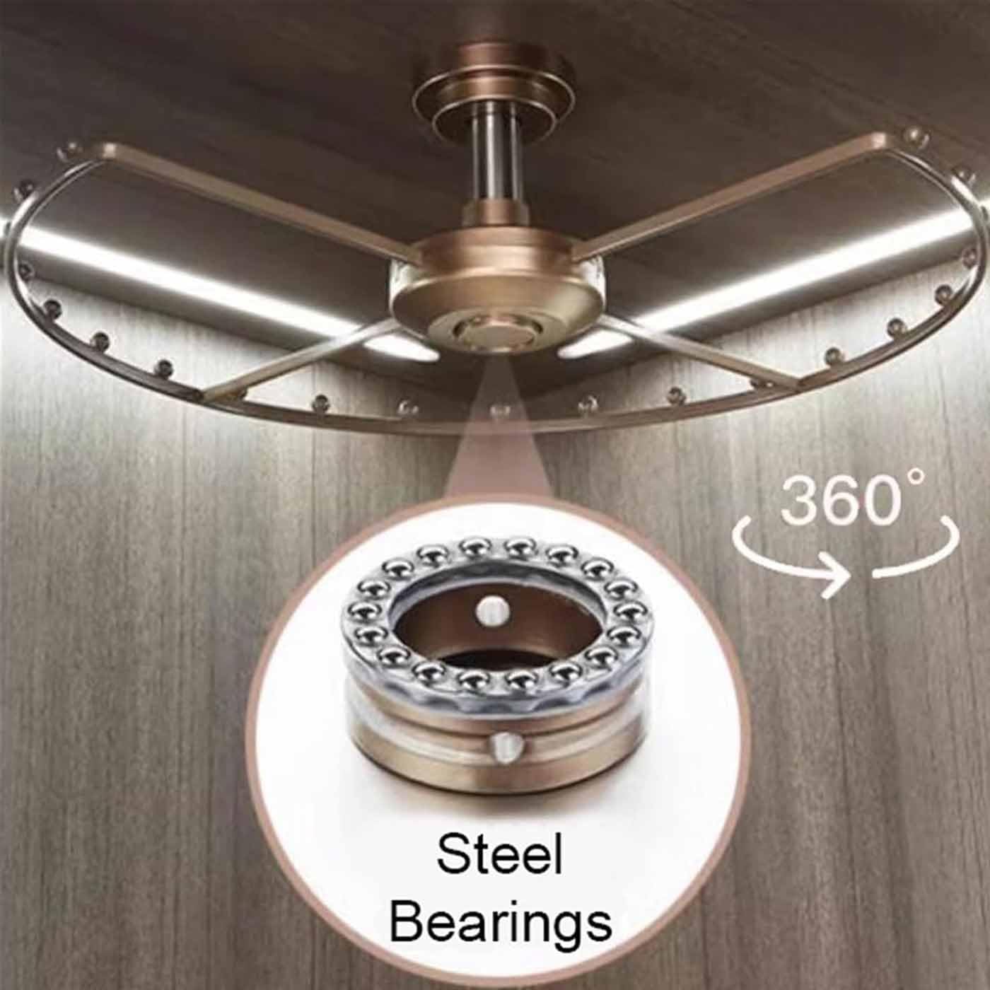 360° Rotating Corner Closet Rod - Heavy Duty Metal Round Clothing Brackets for Hanging Clothes, Space Saving Wardrobe Organizer for Cloakroom, 20.47in (Champagne Gold)