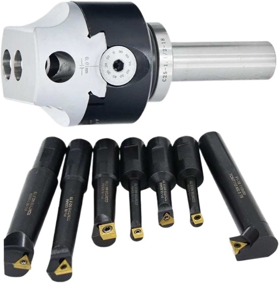 F1 Boring Head MT2 MT3 MT4 C20 C25 BT30 BT40 NT30 NT40 R8 F1 2 3 inch 50mm 75mm milling Head F1 Machine clamp Boring bar(NT30-(F1-75)-7pcs)