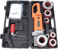 Electric Pipe Threader, 2300W Pipe Threading Machine Heavy-Duty Hand-Held Power Drive Kit Portable With 6 Dies 1/2-Inch to 2-Inch Pipe Threading Die Heads, Ratchet Pipe Threader Kit