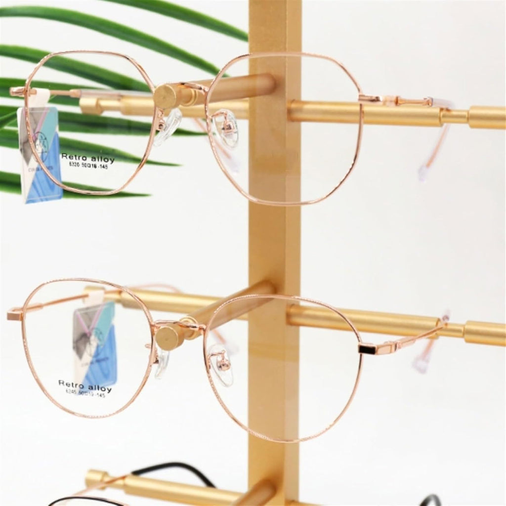 Eyeglasses Stand 8-Position Eyeglasses Display Rack Sunglasses Organizer Alloy Display Rack Eyeglasses Store Display Props Eyewear Display Rack(Gold)
