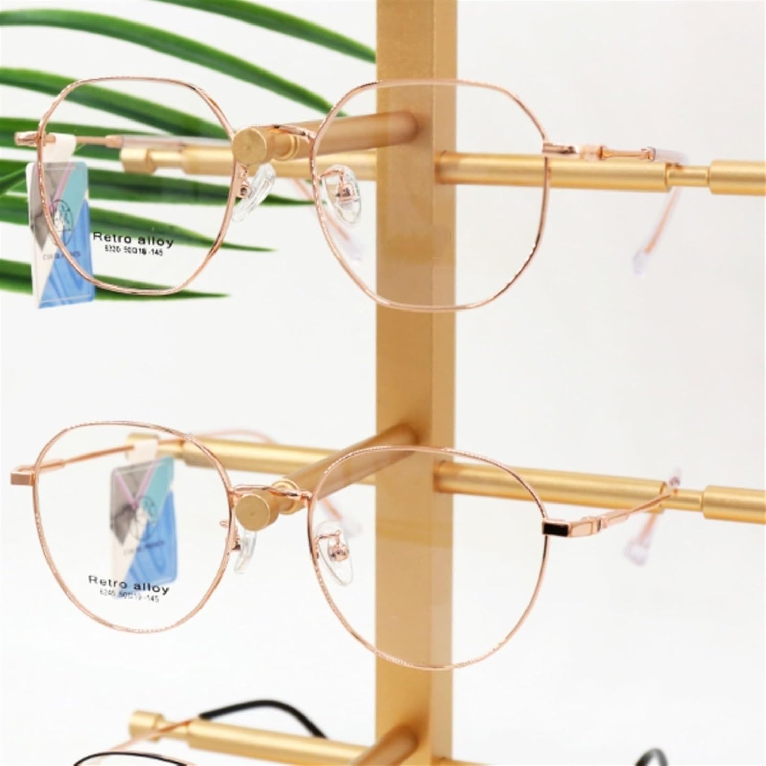 Eyeglasses Stand 8-Position Eyeglasses Display Rack Sunglasses Organizer Alloy Display Rack Eyeglasses Store Display Props Eyewear Display Rack(Gold)