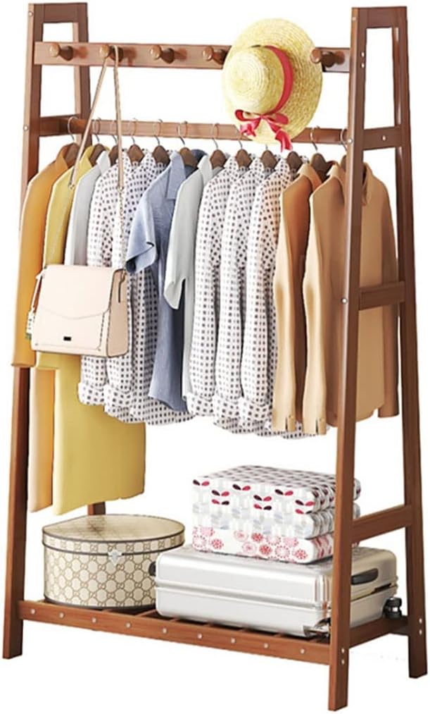 Bamboo Clothes Hanging Rack Portable Laundry Rack Cloest Organizer Garment Rack for Bedroom Guest Room Entryway and Bed Room/49Cm (69cm )