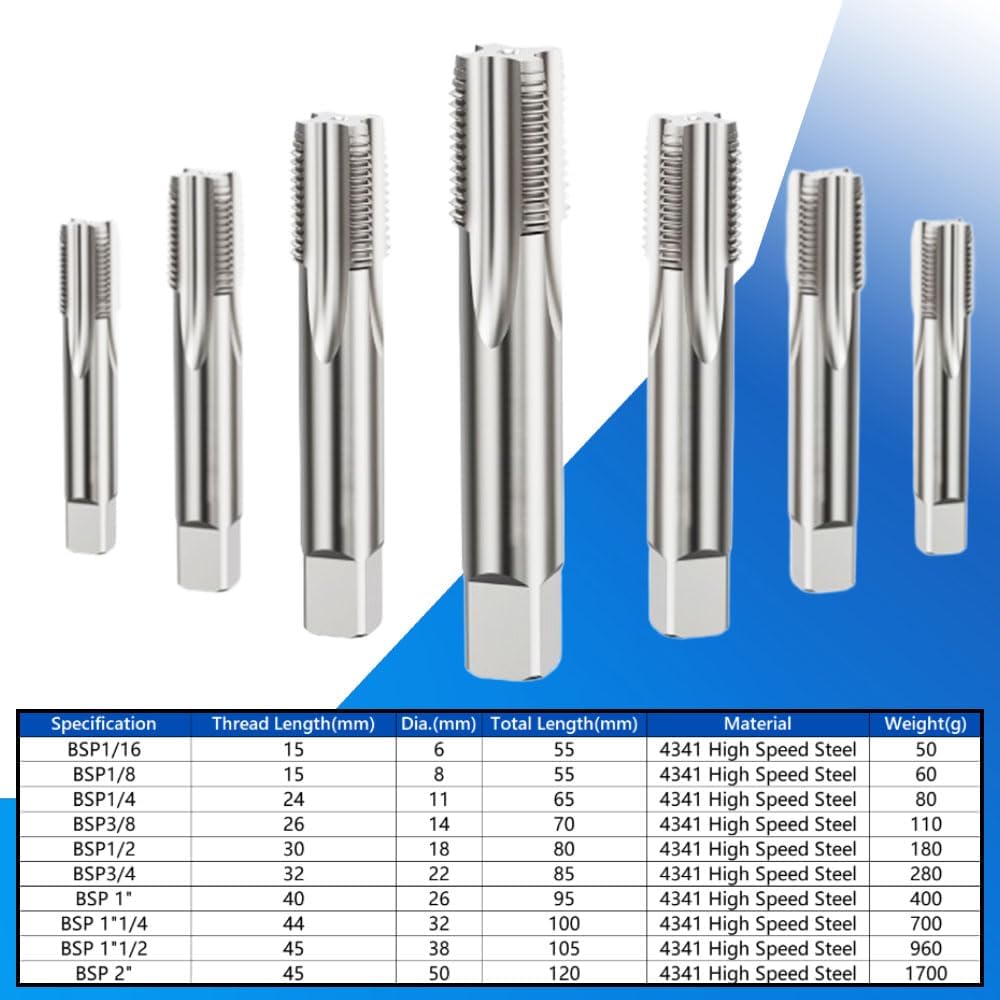 1-1/2' BSP Threading Taps, 4349 High Speed Steel, Thread Tap,Thread Milling Taps,Total Length 105mm