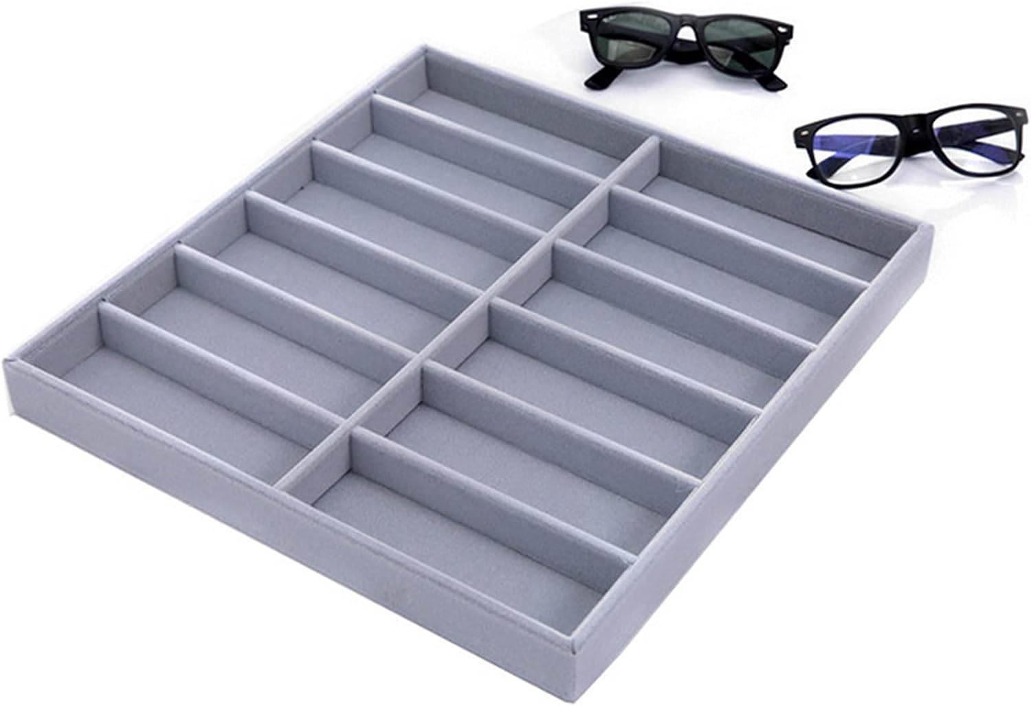 Eyeglass Displays Gray 12 Grids Sunglasses Display Box Eyewear Display Glasses Stand Props Jewelry Organizer Tray Fashion Cases Display Risers