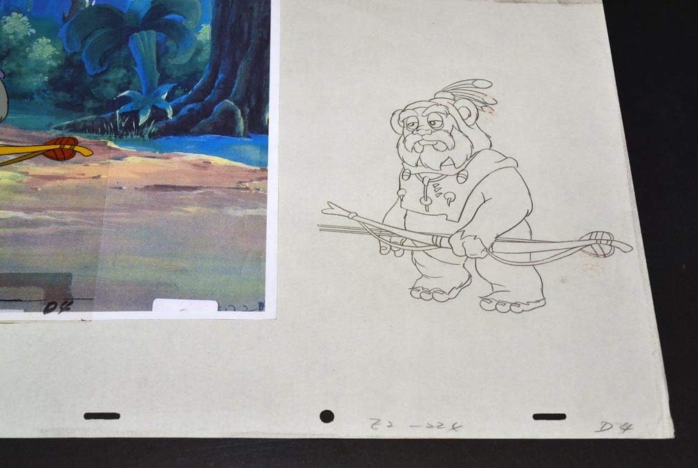 'Star Wars' hand-painted EWOKS Animation Cel and original art, RARE Ewok TV series DVD, UACC, COA, Frame