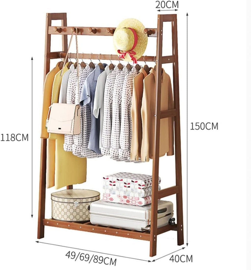 Bamboo Clothes Hanging Rack Portable Laundry Rack Cloest Organizer Garment Rack for Bedroom Guest Room Entryway and Bed Room/49Cm (49cm )