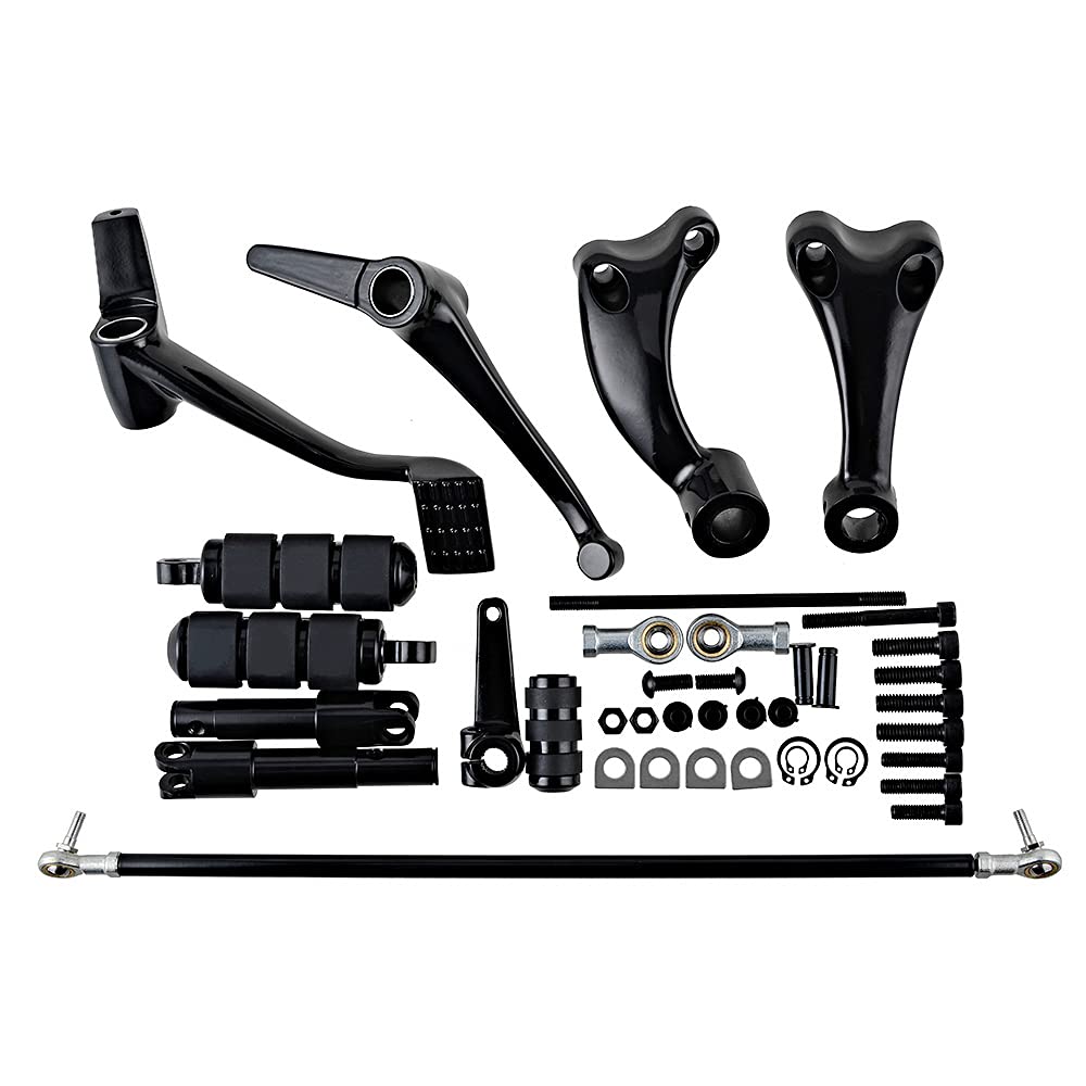 AMOPACORP Forward Controls Kit, Pair Switch with Harness, Clutch Lever Brake Master Cylinder Handlebar, Left Right 1' 25mm Hand Grips Compatible with Harley Sportster XL883 XL1200 2004-2013 (Black)