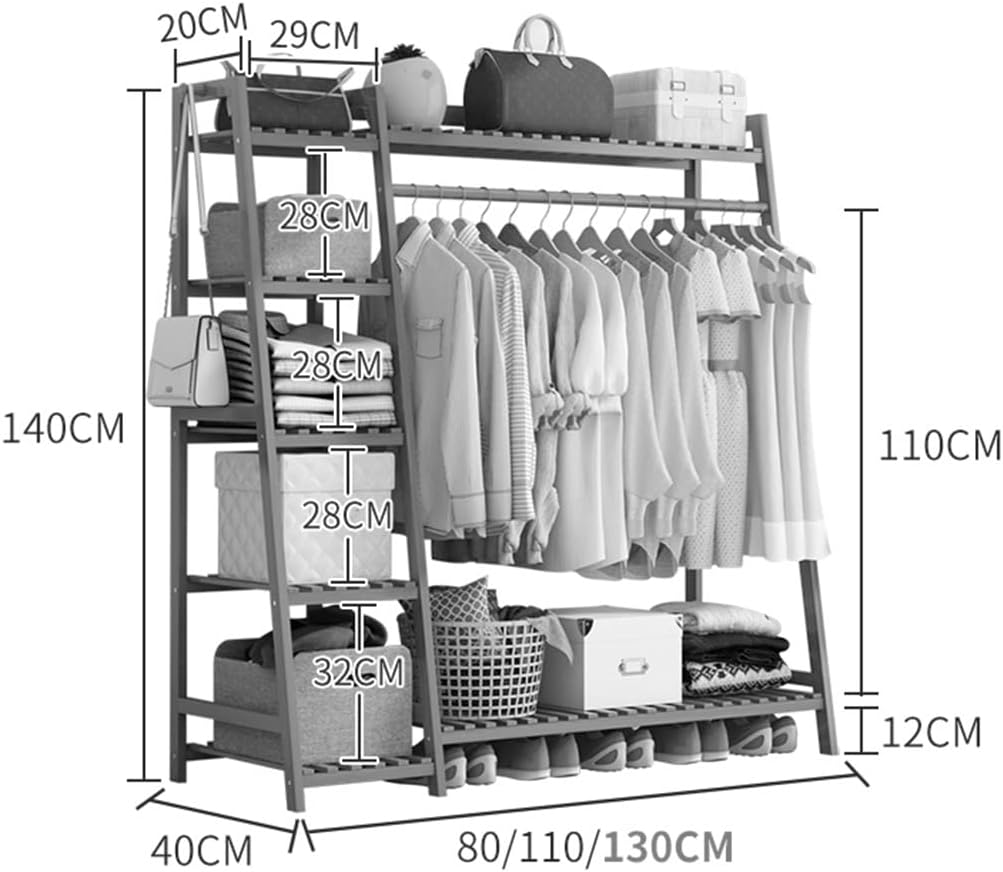 Generic Heavy Duty Clothes Rack Garment Rail Shoe Bench Coat Stand Rack Hanger Clothing Racks Bamboo Garment Rack For Hanging Clothes Heavy Duty Rack With Shelves And Shoe Clothing Storage Organizer