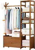 Bamboo Clothing Rack with Shelves - Freestanding Garment Rail for Hanging Clothes, Stylish Bedroom nizer for Hallway & Living Room - Eco-Friendly Design