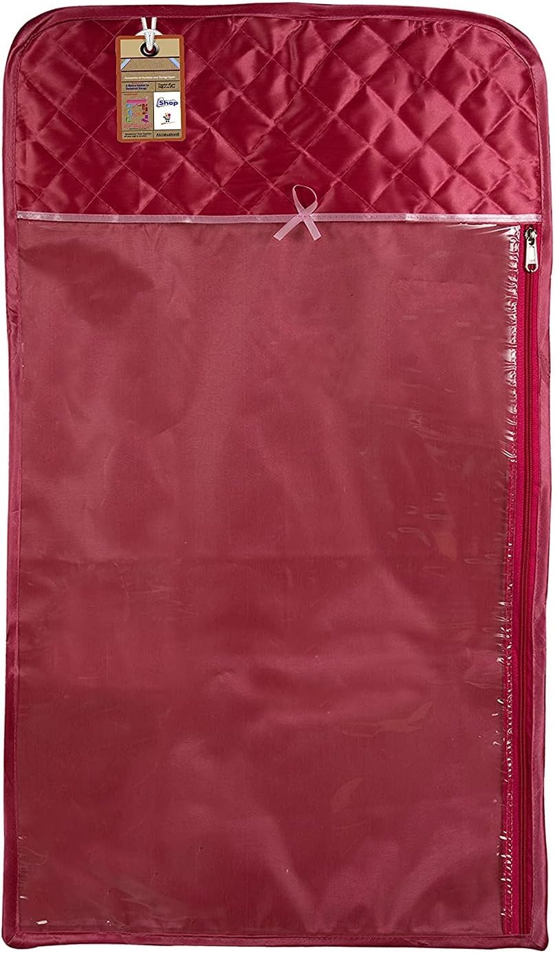atorakushon Satin Hanging Saree Cover Wardrobe Cloth organizer for Storage Rack Garment Storage Bags Pack of 24 Pcs Pink