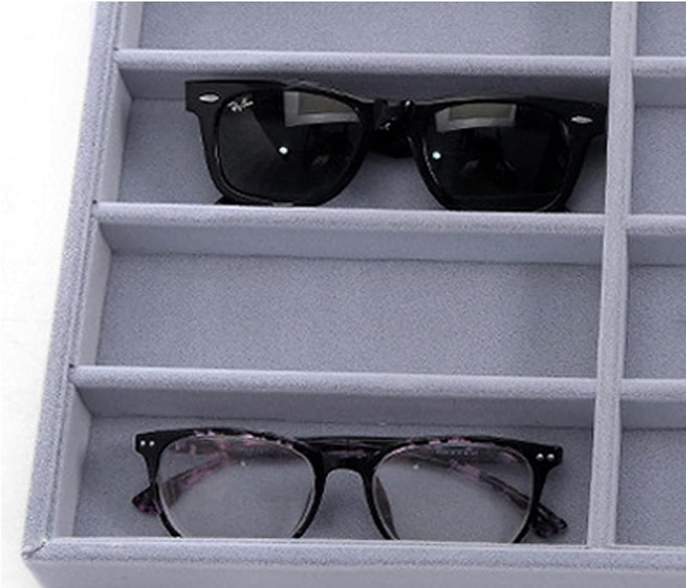 Eyeglass Displays Gray 12 Grids Sunglasses Display Box Eyewear Display Glasses Stand Props Jewelry Organizer Tray Fashion Cases Display Risers
