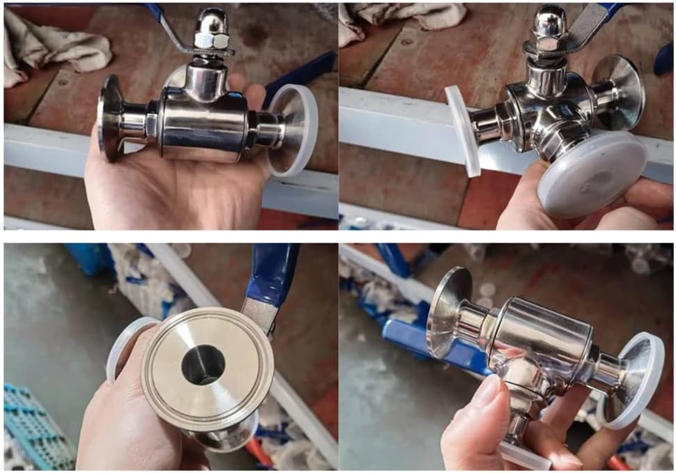 Garden Tap Connector Water Pipe Connectors, Stainless Steel Three-Way Ball Valve,T-Type L-Type OD 50.5mm 64mm Tri Clamp Ferrule Sanitary Ball Valve for Food Liquids Oil Gase(Ltype 304 25mm)
