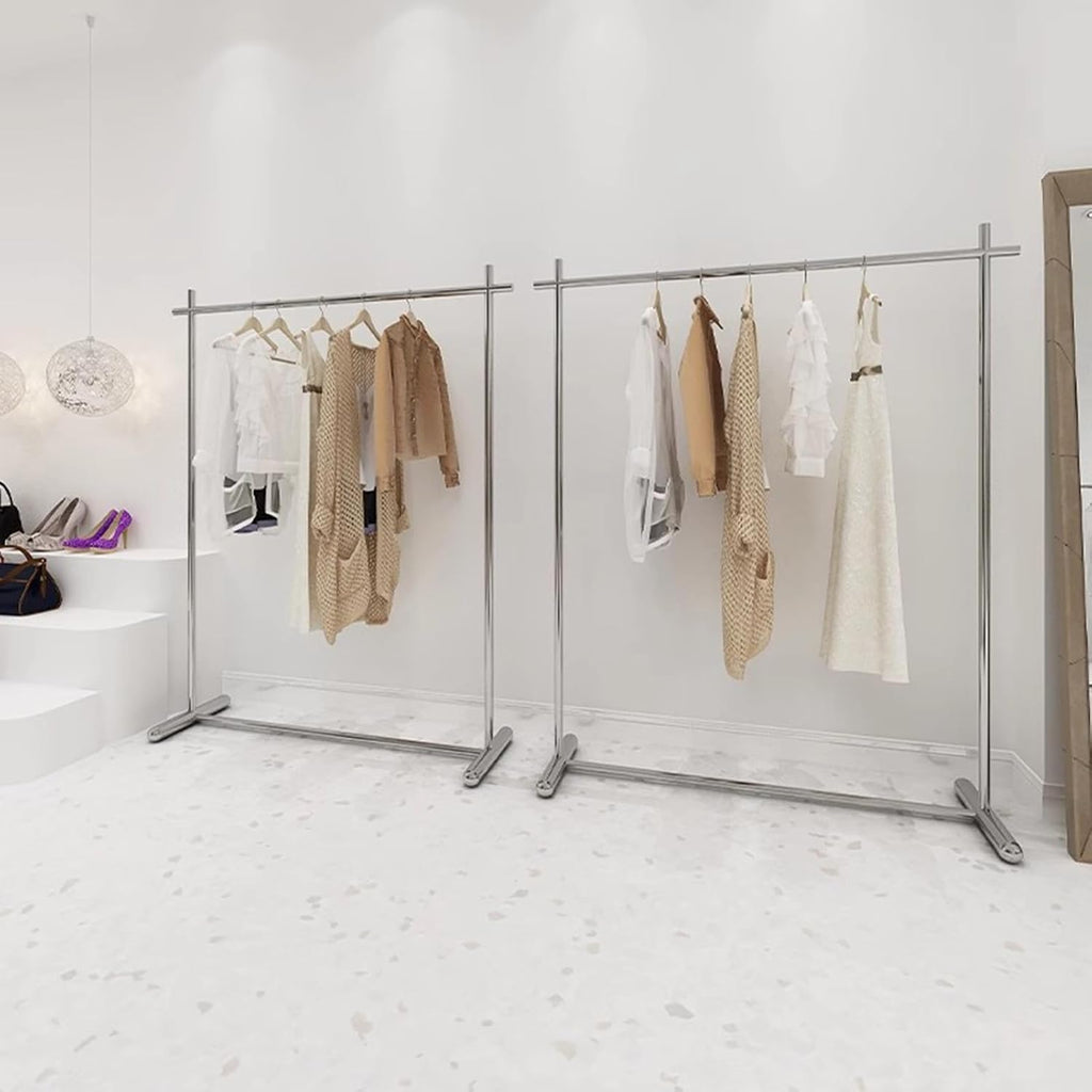 Garment Rack Modern Clothing Store Display Rack, Silver Stainless Steel Clothing Rack For Hanging Clothes, Heavy Duty Clothes Rail For Bedrooms And Boutiques, Freestanding Coat Rack(Size:80X40X160CM)