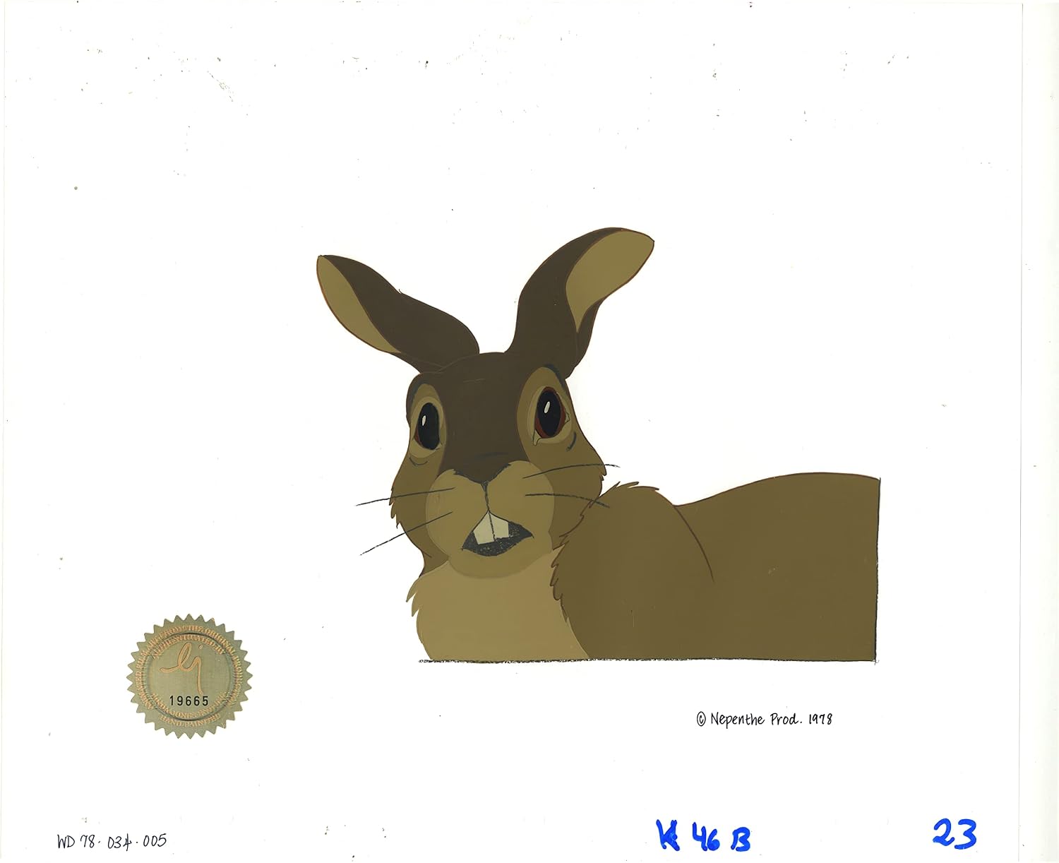 Watership Down 1978 Production Animation Cel of Blackberry with LJE Seal and COA 034-005