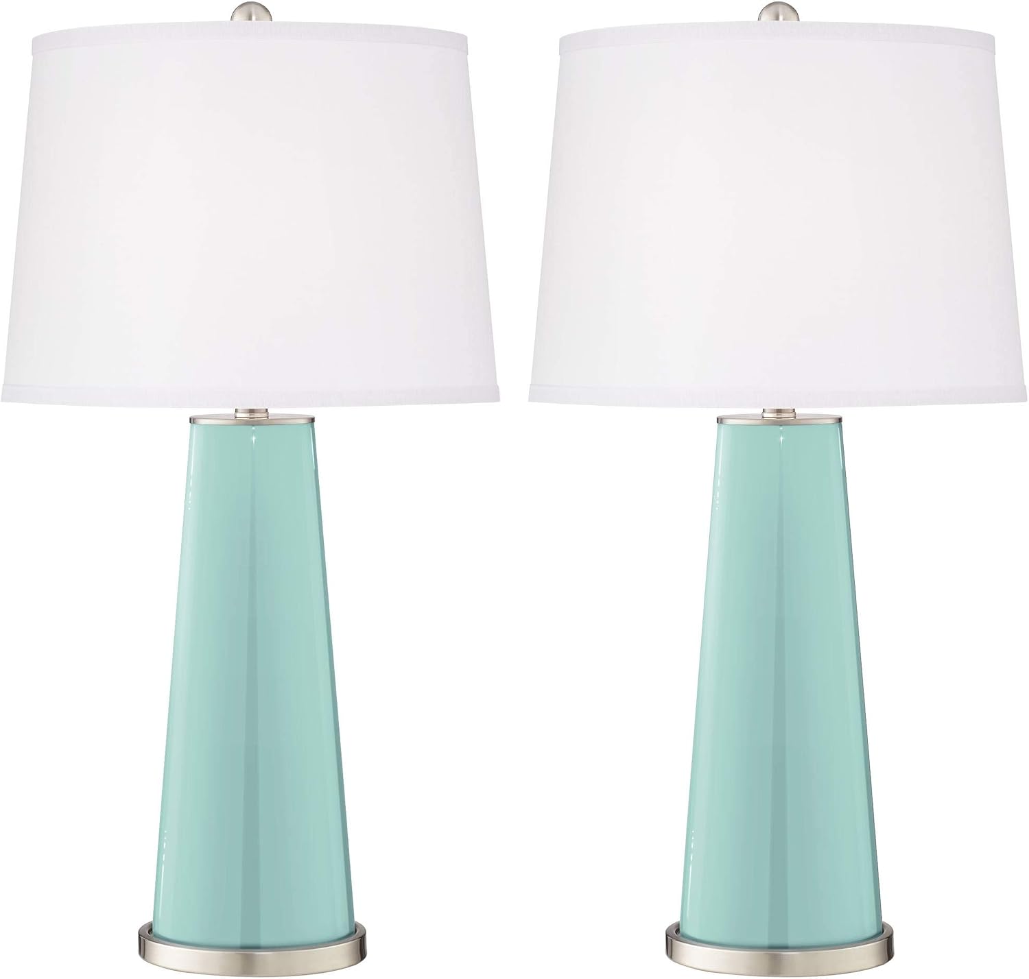 Color + Plus Leo 29 1/2' Cay Blue Glass Table Lamps Set of 2
