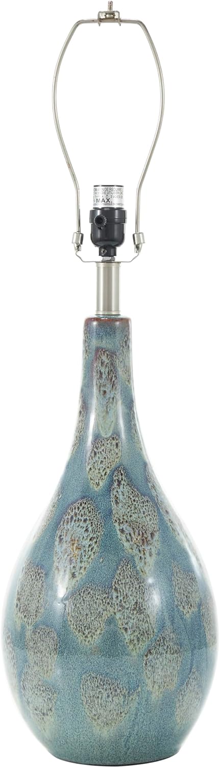 Deco 79 Ceramic Room Table Lamp Abstract Textured Accent Lamp with Drum Shade, set of 2 Lamp 8' x 8' x 32', Teal