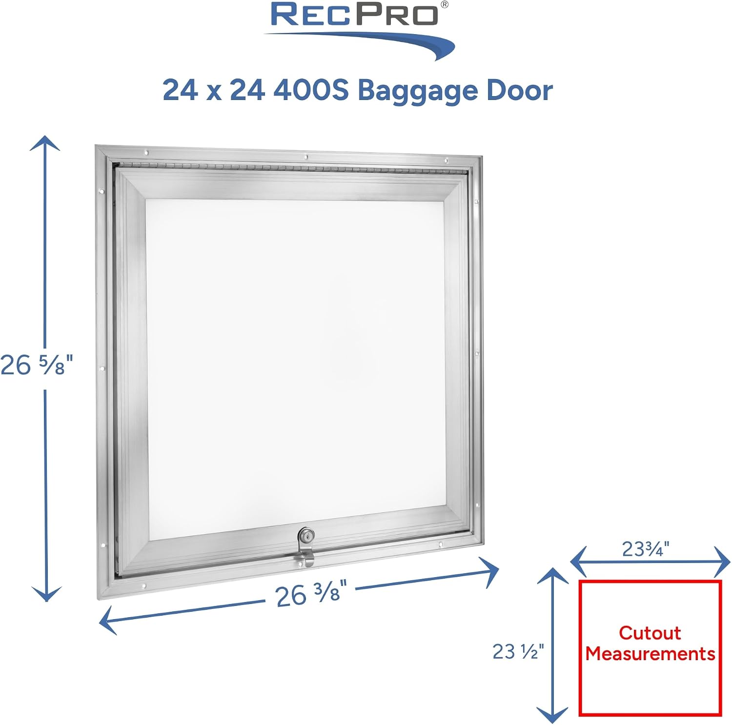 RecPro Square RV Baggage Door | Compartment Storage | RV Storage | Trailer Storage | Camper Storage (24' W x 24 H) | Made in America