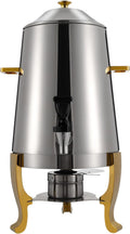 13L Coffee Urn and Hot Beverage Dispenser with Fuel Holder & Heating board, 3.4 Gallon Stainless Steel Drink Dispenser for Hot Drinks, Hot Water Urn for Catering (Silver+Gold)