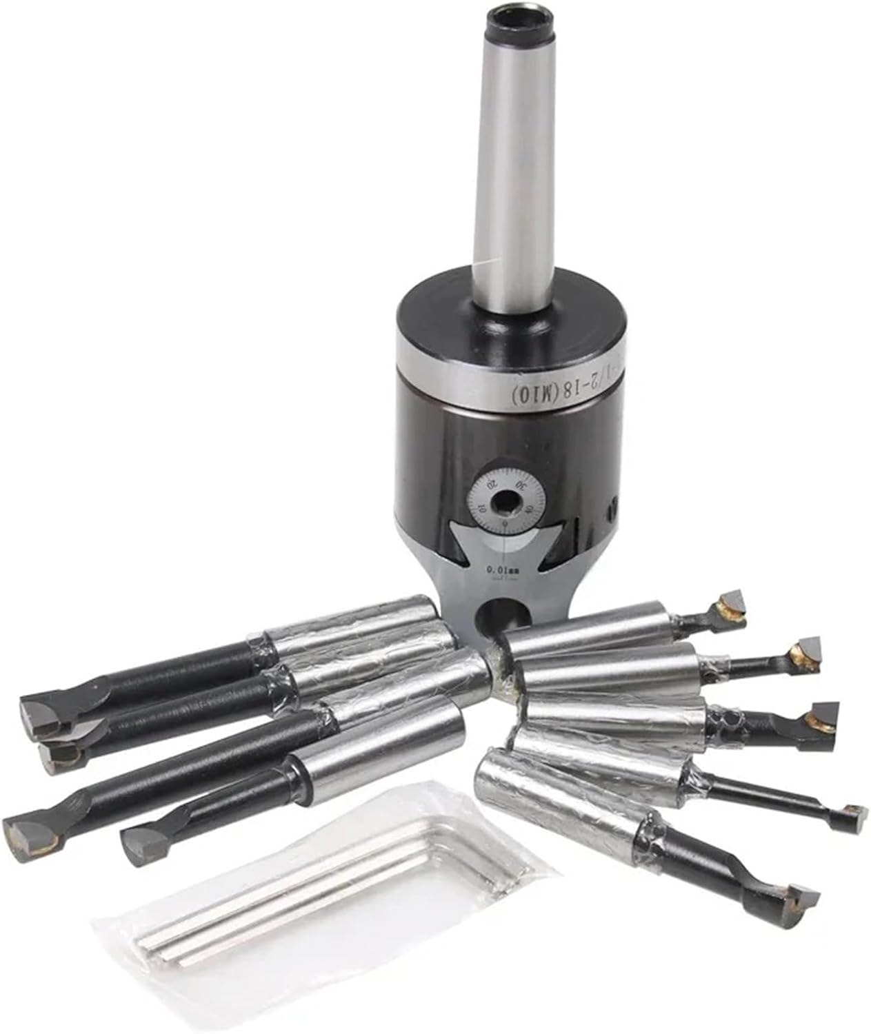 MT3 M12 Arbor F1-12 50mm Boring Head and 9pcs 12mm Boring Bars, Boring Head Set
