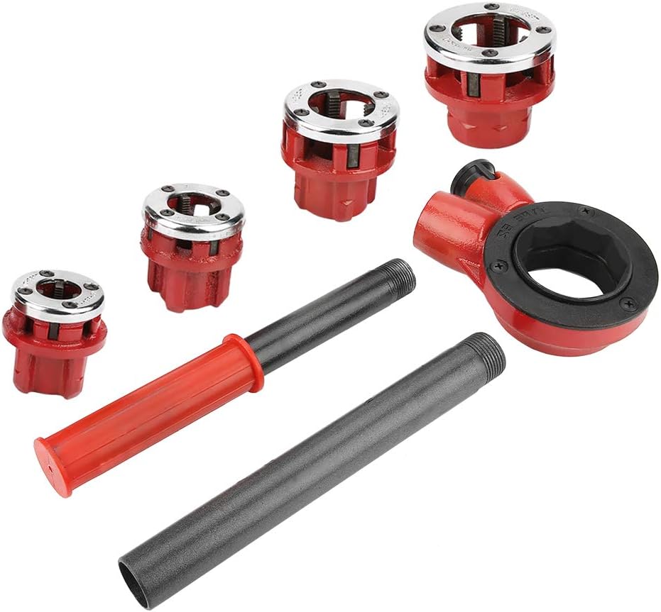 Dies Manual Plumber Pipe, Tap and Die Set, Dies Manual Plumber Pipe Threading Kit 0.5 0.75 1 1 to 0.25 Threader Tool Hand Tapping Forming Cutting Set (Type 62B Four Heads)