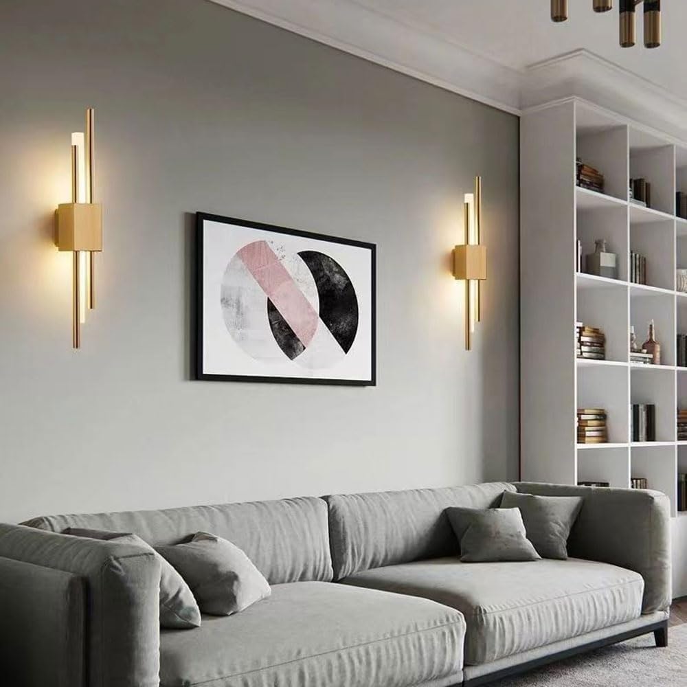 Black LED Linear Wall Light Long Light Sconces Wall Decor Set of 2 Indoor Strip Hallway Wall Lighting Gold Nordic Modern Bedroom Wall Mount Lamp for Bedside Living Room Bathroom