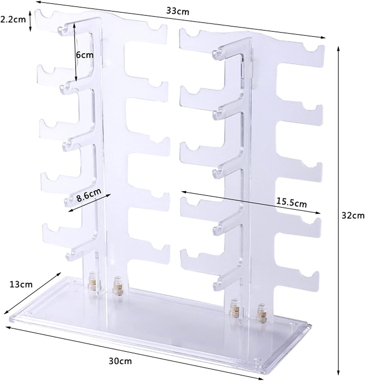 Eyeglass Displays Two Row Eyeglasses Sunglasses Storage Display Stand Holder Organizer Case Show Rack Acrylic Eyewear Display Stand for 10 Glasses, Water Clear Display Risers