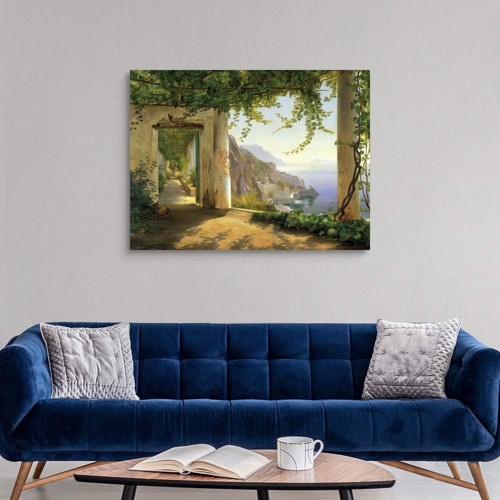 CANVAS ON DEMAND View to the Amalfi Coast Canvas Wall Art Print by Carl Frederic Aagaard, Classic, Traditional, Home Decor, Ocean Artwork, 48'x36'