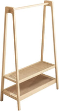 Garment Rack Bamboo Clothes Rack With 2 Shelves And Hook, Modern Clothing Rack For Hanging Clothes, Freestanding Coat Rack For Bedroom And Living Room, Easy To Assemble Clothes Organ(Size:65X36X154CM)