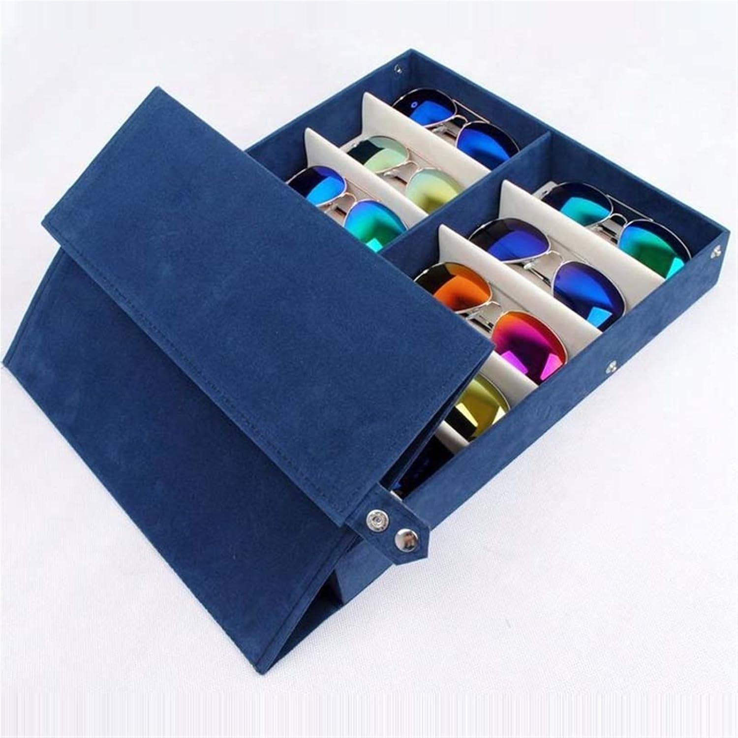 Eyeglass Displays Quality Glasses Storage Box 12 Grid Sunglasses Display Shelf Sunglass Organizer Box/Rack Eyewear Storage Usage Display Risers(Blue)