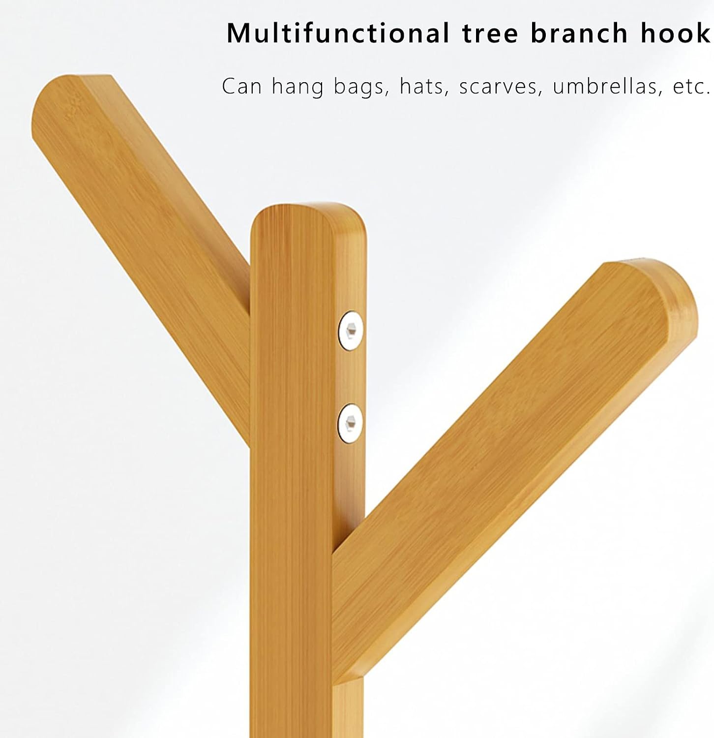 Clothes Rack,Bamboo Garment Coat Clothes Hanging,Freestanding Hanger 6 Side Hooks,with Wheels,for Home Bedroom Entryway