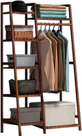 Floor-Standing Solid Wood Rotating Coat Rack，Stylish Bamboo Coat Rack - Free Standing Garment Rack with 7 Shelves & Top Rod, Heavy Duty Wardrobe Closet for Bedroom, Max Load 220lbs, Modern S